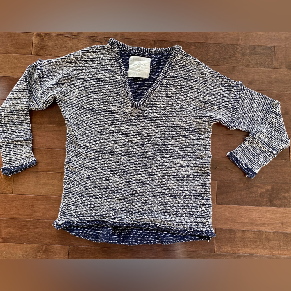 Oneil Knitted V-neck White navy blue Womens Sz XS